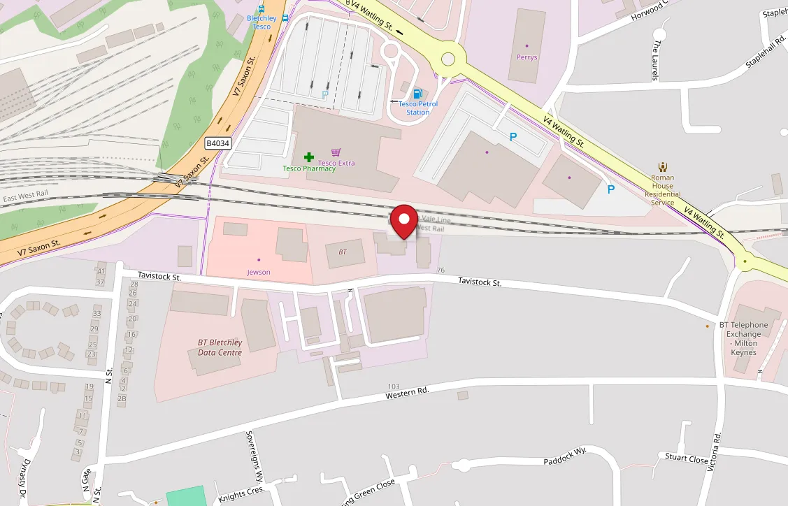 Map showing Toyotech Hybrid Autos at No. 80-86, Tavistock Street, Bletchley, Milton Keynes, MK2 2PB